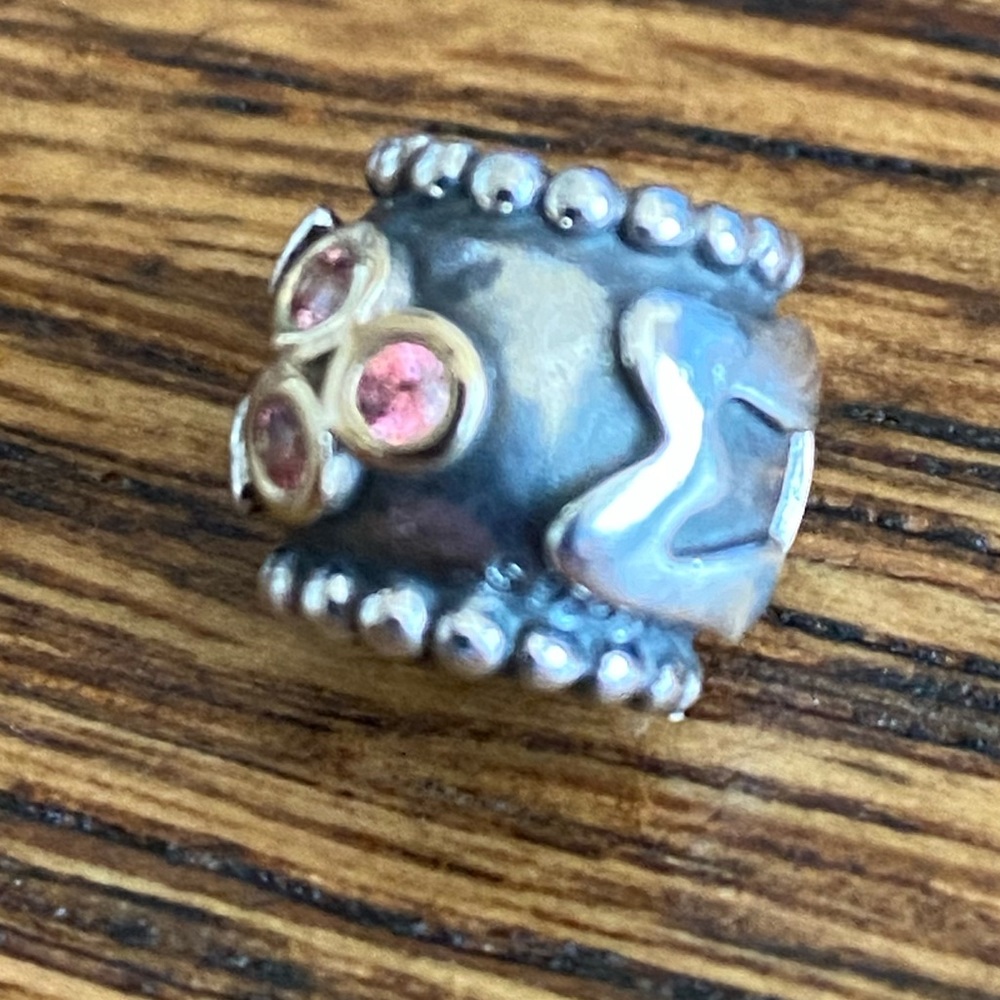 Pandora MOM Fancy Pink CZ Charm - 14K / 925 ALE